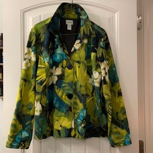 Chico’s Women’s fall/spring Jacket.  2 button front with 2 on seam slit pockets